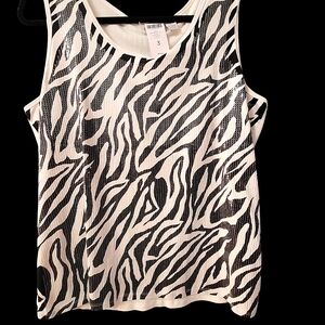 Zenergy sequin nwt black and white tank top large